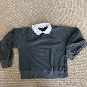 AMO gray sweatshirt with built in white collar
